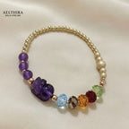 5 Elements Swarovski Amethyst Pixiu in 14K Gold Filled Bracelet Bracelet