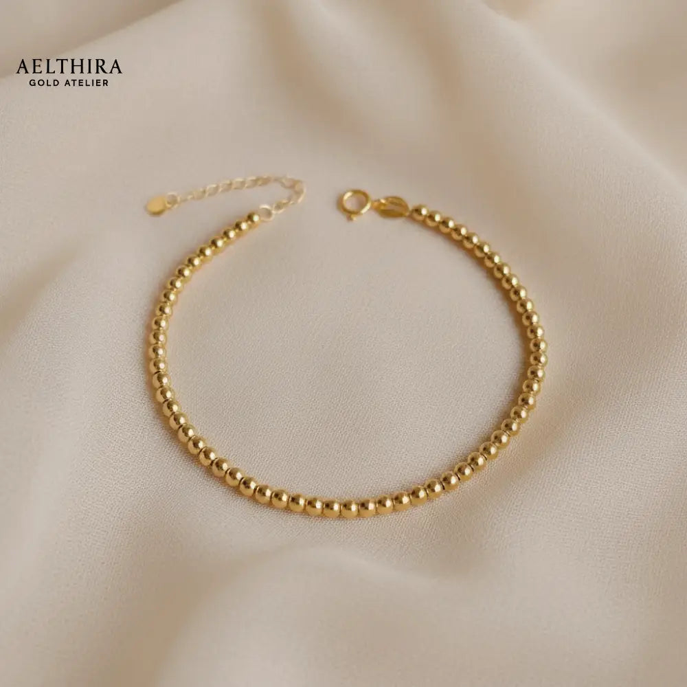 Beaded 14K Gold Filled Bracelet with Chain (4mm) Adjustable Bracelet