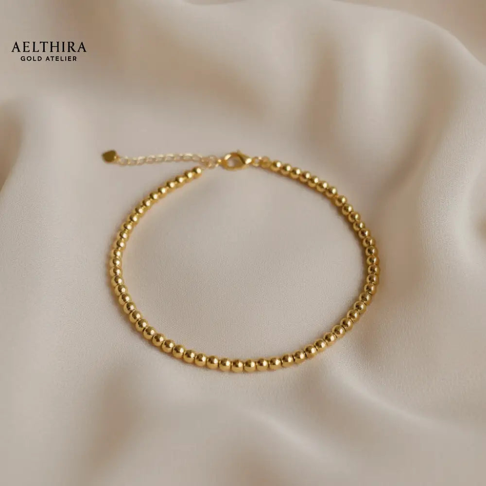 Beaded 14K Gold Filled Bracelet with Chain (4mm) Adjustable Bracelet