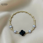 Black Onyx Clover 14k Gold Filled Bracelet (Protection) Bracelet