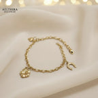 Cable Chain 14K Gold Filled Bracelet with Lucky Charms Adjustable chain
