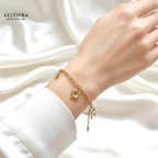 Cable Chain 14K Gold Filled Bracelet with Lucky Charms Adjustable chain