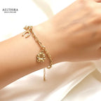 Cable Chain 14K Gold Filled Bracelet with Lucky Charms Adjustable chain