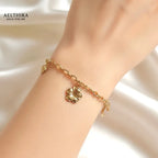 Cable Chain 14K Gold Filled Bracelet with Lucky Charms Adjustable chain