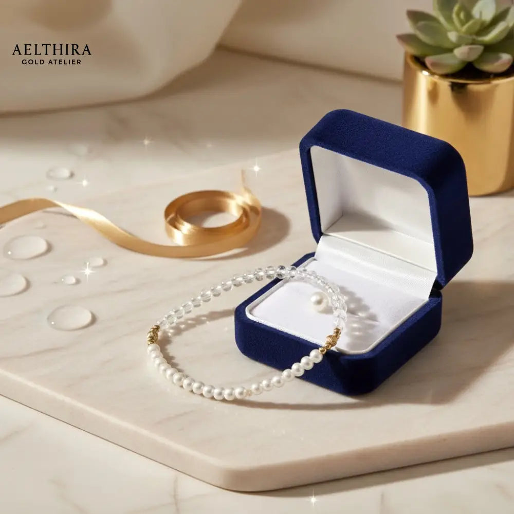 Classy Pearl Moonstone & 14K Gold Filled Bracelet (4mm) Bracelet