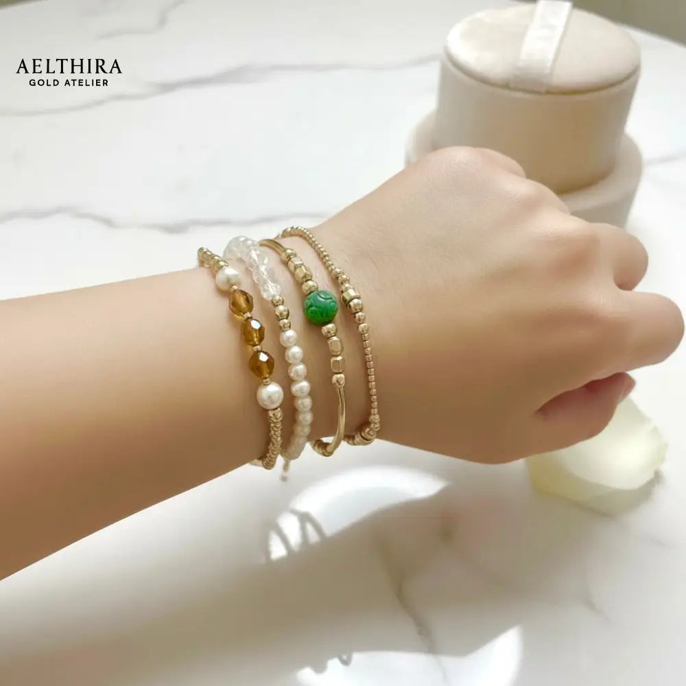 Classy Pearl Moonstone & 14K Gold Filled Bracelet (4mm) Bracelet