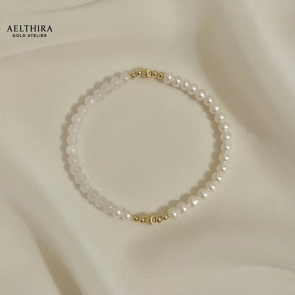 Classy Pearl Moonstone & 14K Gold Filled Bracelet (4mm) Bracelet
