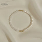 Classy Pearl Moonstone & 14K Gold Filled Bracelet (4mm) Bracelet