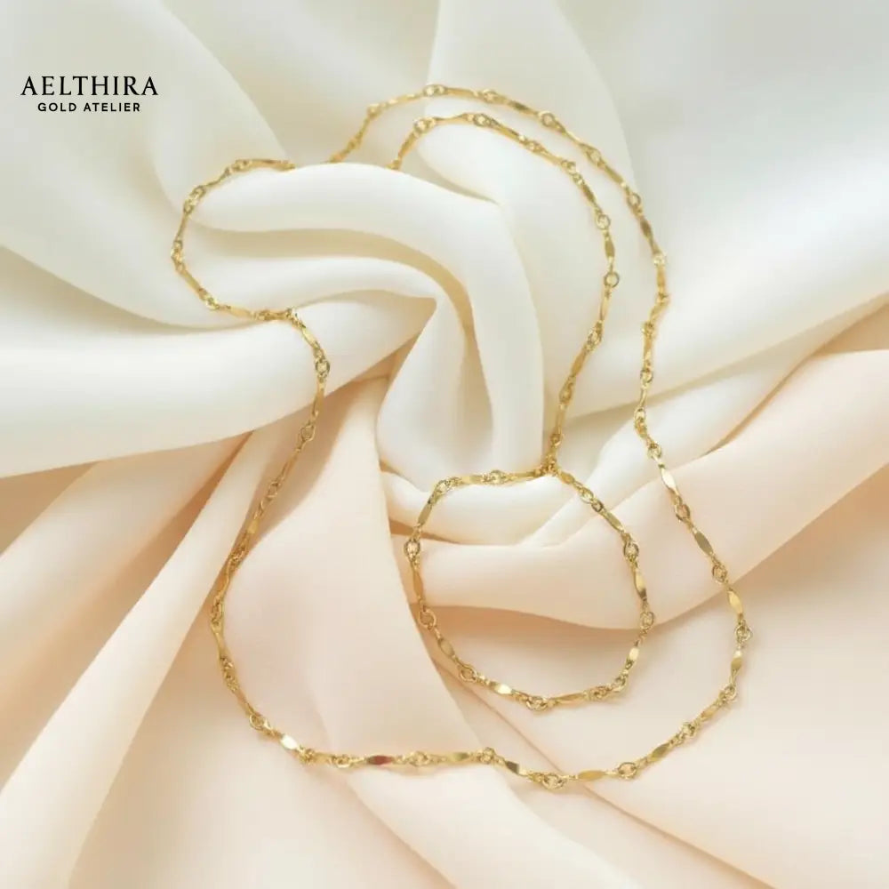 Dapped Bar Chain 14K Gold Filled Necklace 18” 18” Necklace