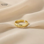 Floral Engraved 14K Gold Filled Ring (4mm Thick Adjustable) Adjustable US 6-8 Ring