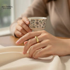 Floral Engraved 14K Gold Filled Ring (4mm Thick Adjustable) Adjustable US 6-8 Ring