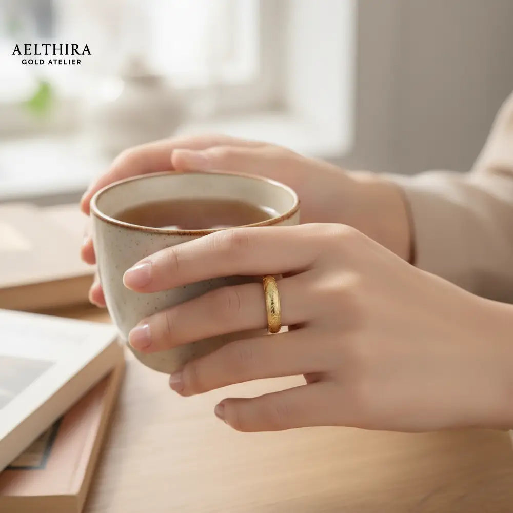 Floral Engraved 14K Gold Filled Ring (4mm Thick Adjustable) Adjustable US 6-8 Ring