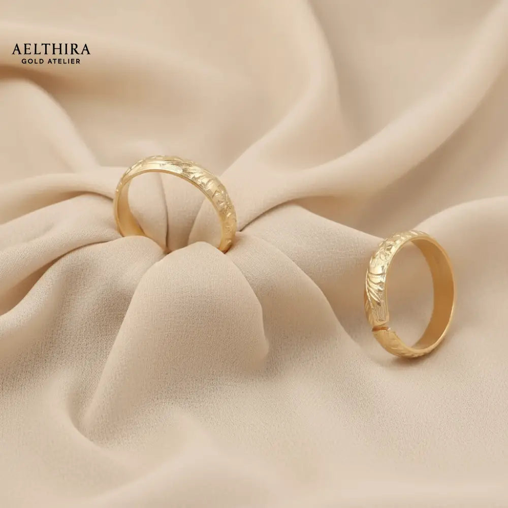 Floral Engraved 14K Gold Filled Ring (4mm Thick Adjustable) Adjustable US 6-8 Ring