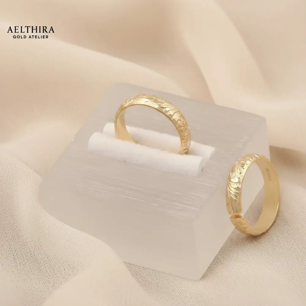 Floral Engraved 14K Gold Filled Ring (4mm Thick Adjustable) Adjustable US 6-8 Ring