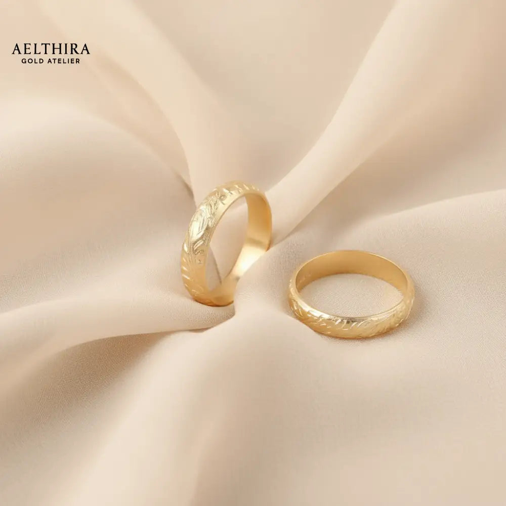 Floral Engraved 14K Gold Filled Ring (4mm Thick Adjustable) Adjustable US 6-8 Ring