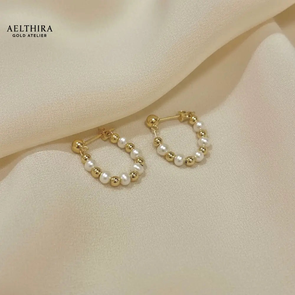 Freshwater Pearl & 14K Gold Filled Hoop Earrings Earrings