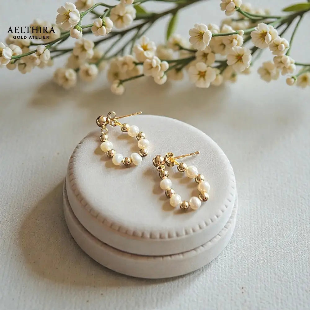 Freshwater Pearl & 14K Gold Filled Hoop Earrings Earrings