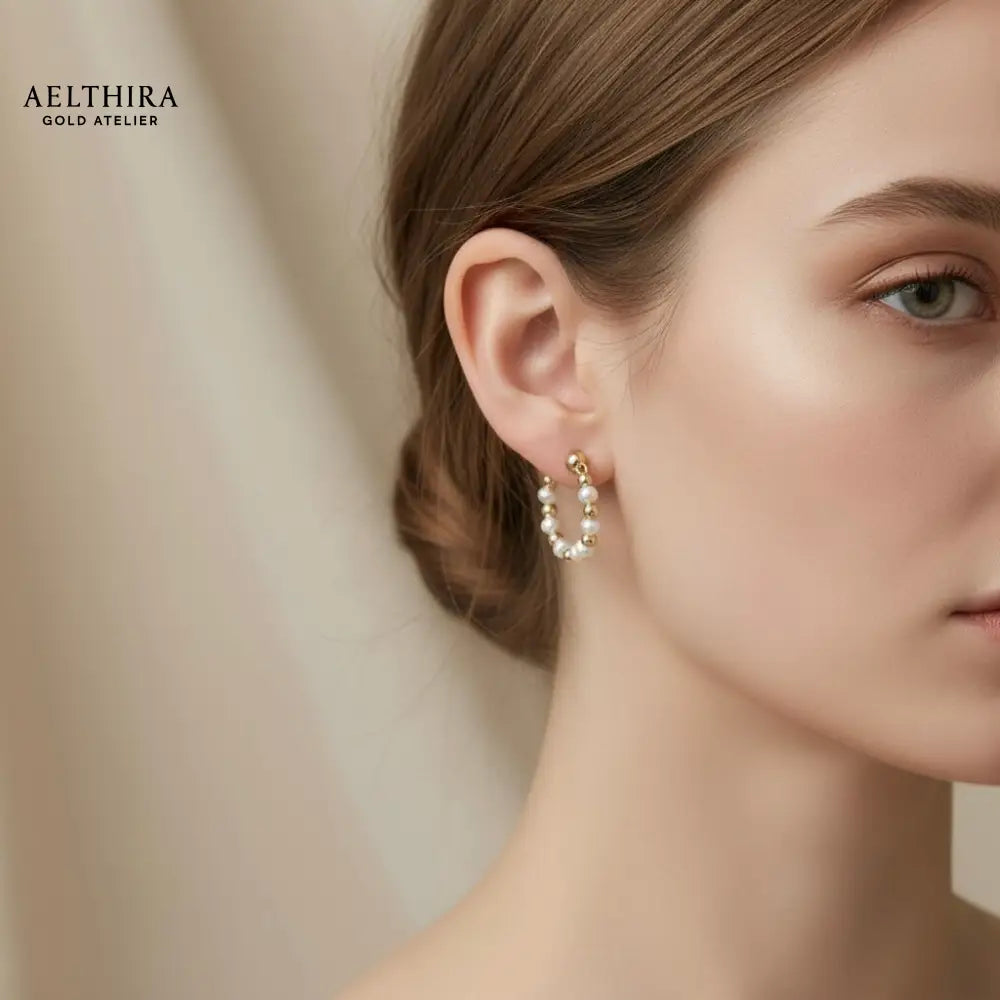 Freshwater Pearl & 14K Gold Filled Hoop Earrings Earrings