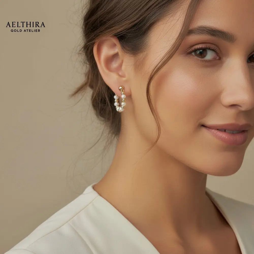 Freshwater Pearl & 14K Gold Filled Hoop Earrings Earrings