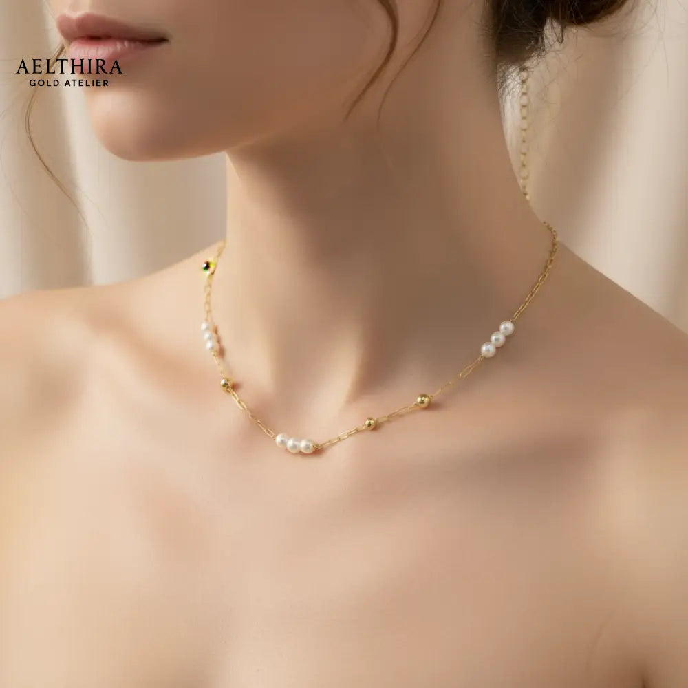 Paperclip with Freshwater Pearl 14K Gold Filled Necklace 18” 18” Necklace