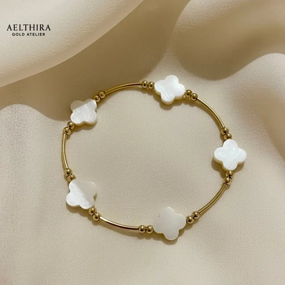 Mother of Pearl Clover 14k Gold Filled Bracelet Bracelet