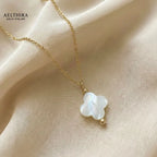 Mother of Pearl Clover Pendant 14k Gold-Filled 12mm Pendant