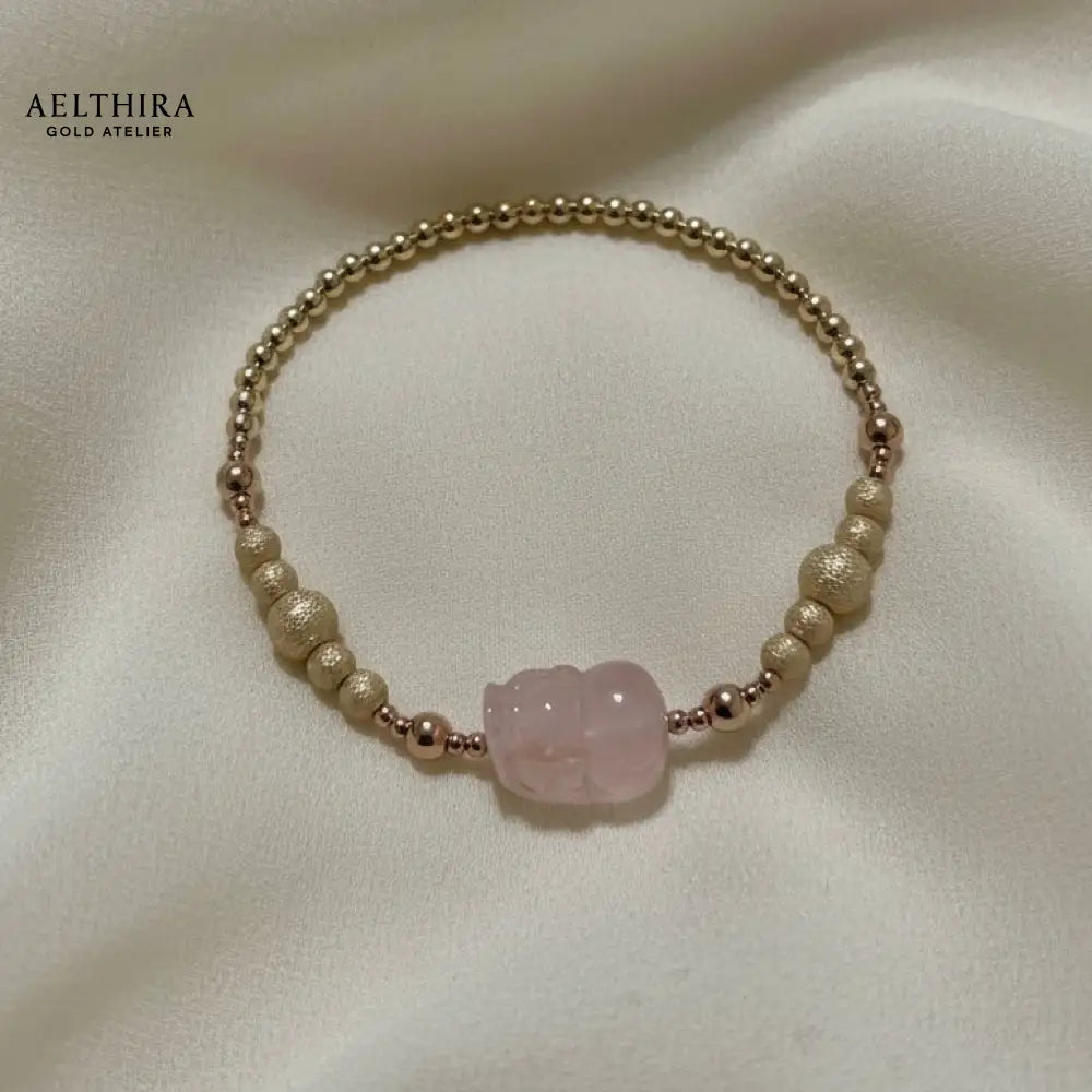 Rose Quartz Pixiu Bracelet in 14k gold-filled setting Bracelet