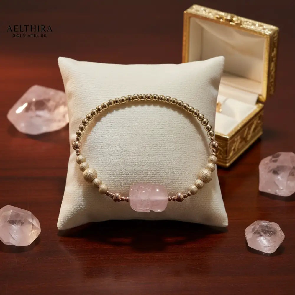 Rose Quartz Pixiu Bracelet in 14k gold-filled setting Bracelet