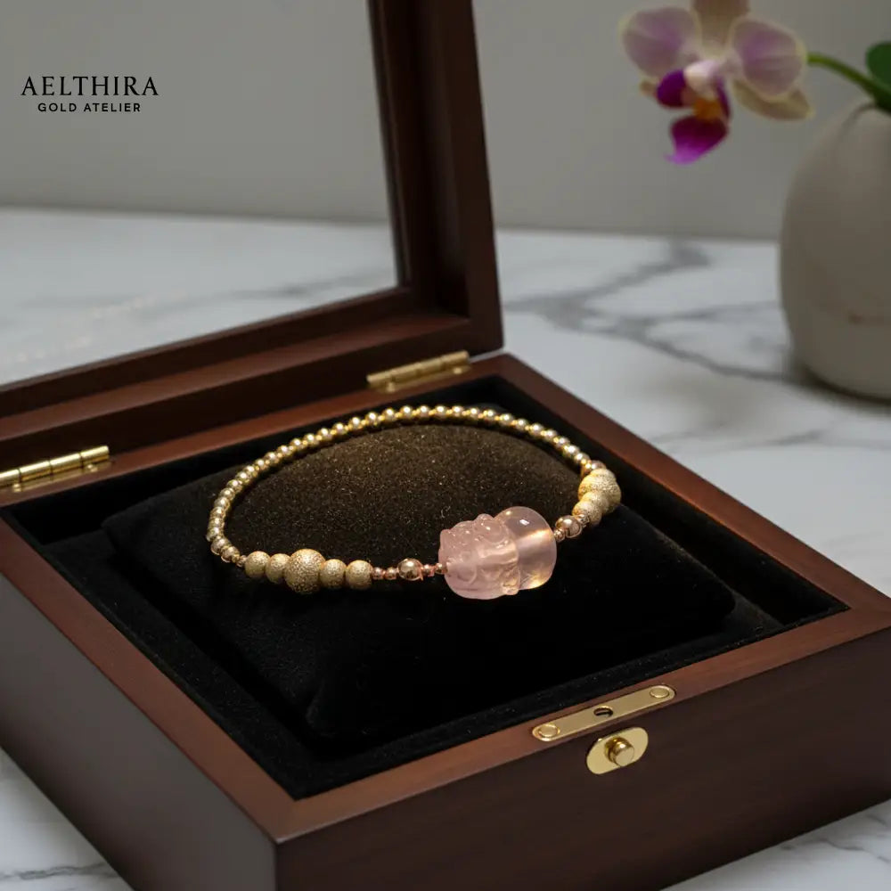 Rose Quartz Pixiu Bracelet in 14k gold-filled setting Bracelet