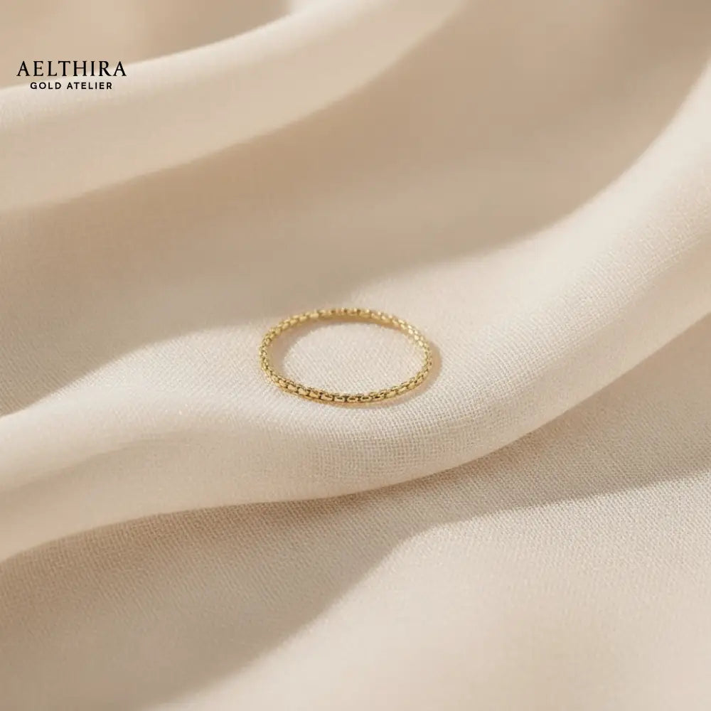 Snake Box Chain 14K Gold Filled Ring (1mm) Ring