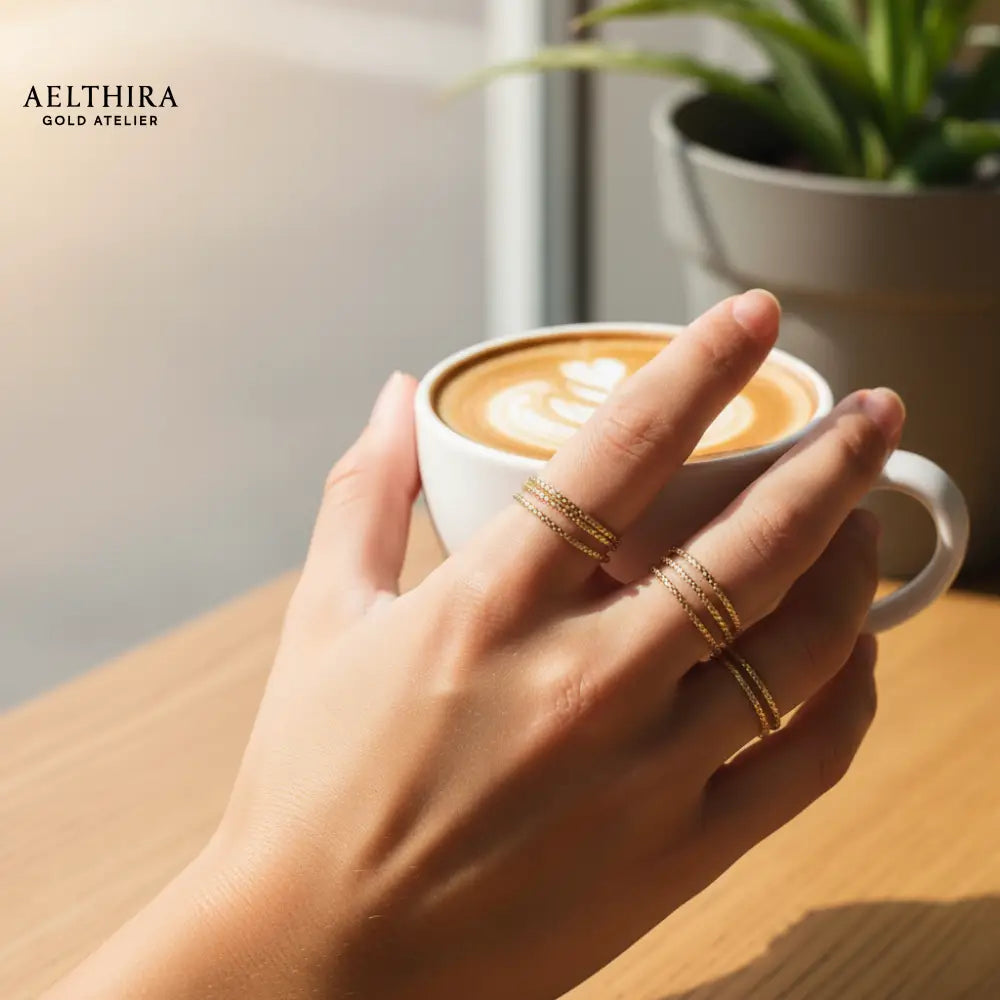 Snake Box Chain 14K Gold Filled Ring (1mm) Ring