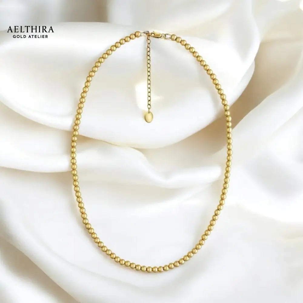 Timeless Beaded 14K Gold Filled Necklace (3mm beads) 16” plus 2” extender Necklace