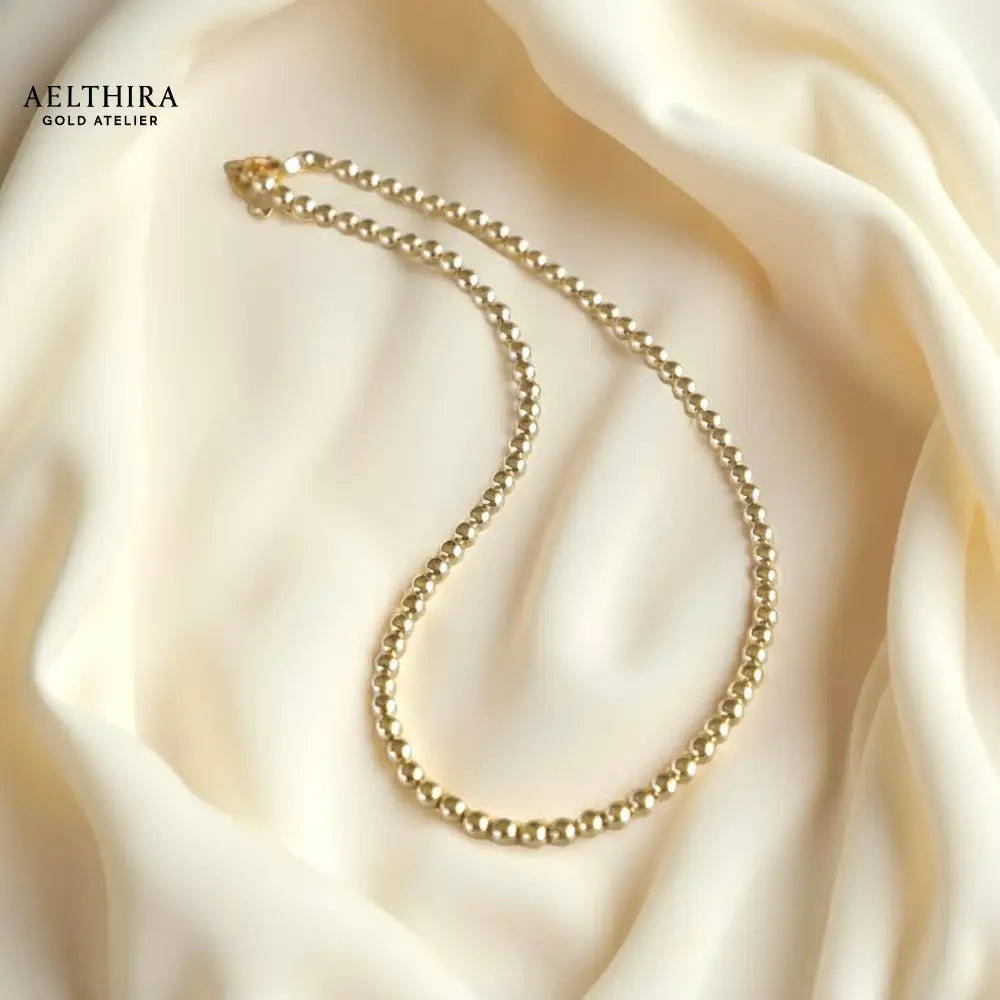 Timeless Beaded 14K Gold Filled Necklace (3mm beads) 16” plus 2” extender Necklace