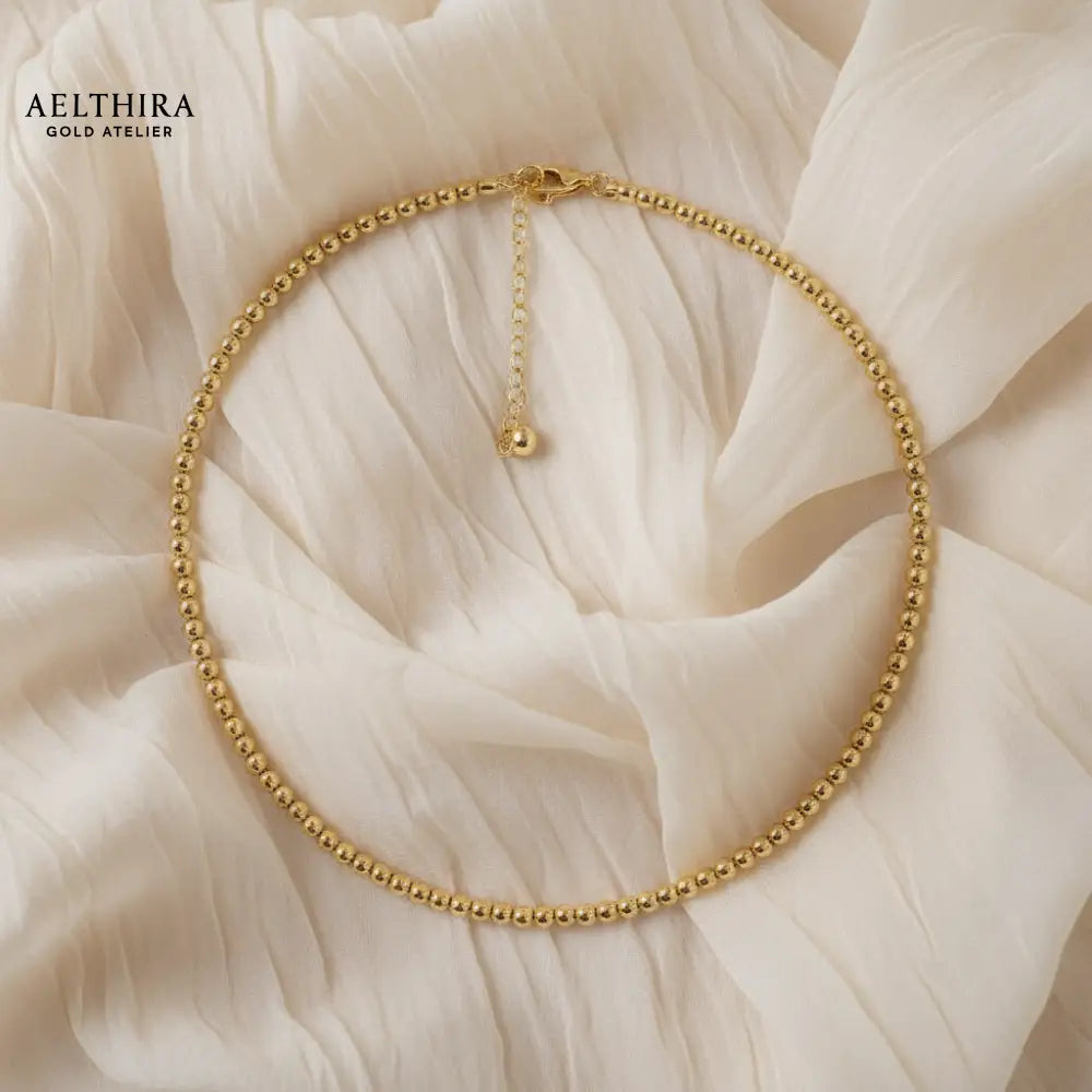 Timeless Beaded 14K Gold Filled Necklace (3mm beads) 16” plus 2” extender Necklace