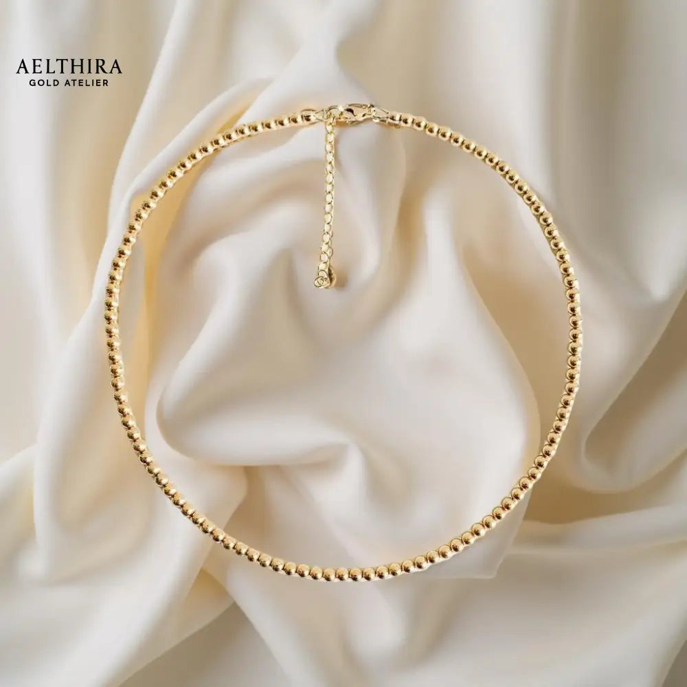 Timeless Beaded 14K Gold Filled Necklace (3mm beads) 16” plus 2” extender Necklace